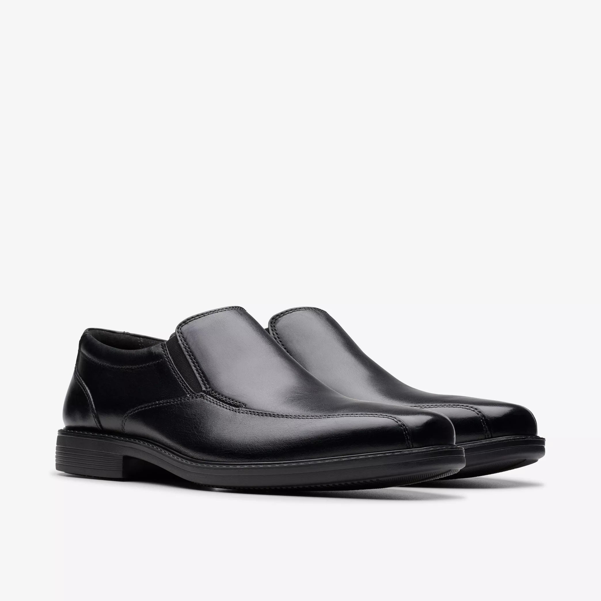 Clarks bolton free ii black slip on men's leather shoes – wholesale