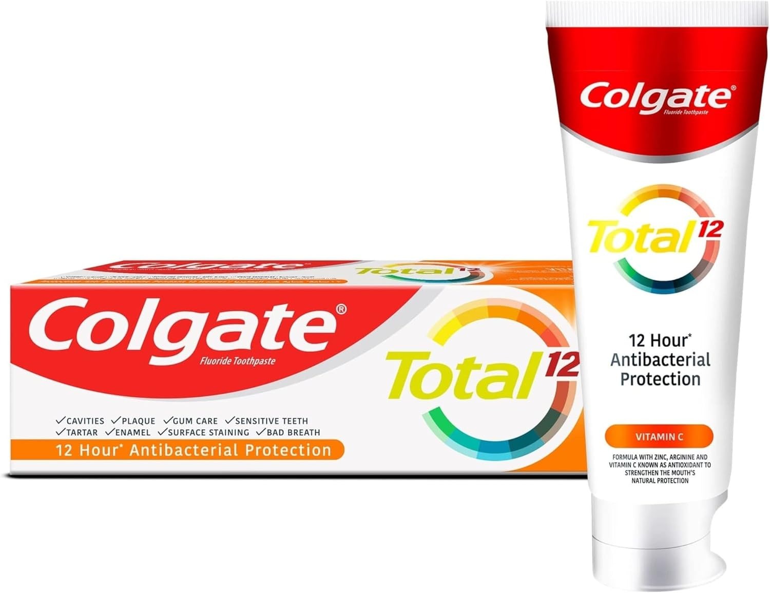 Colgate Total Vitamin C Antibacterial Multi Benefit Toothpaste 12 Hour Germ Protection Mint, 75ml – Wholesale