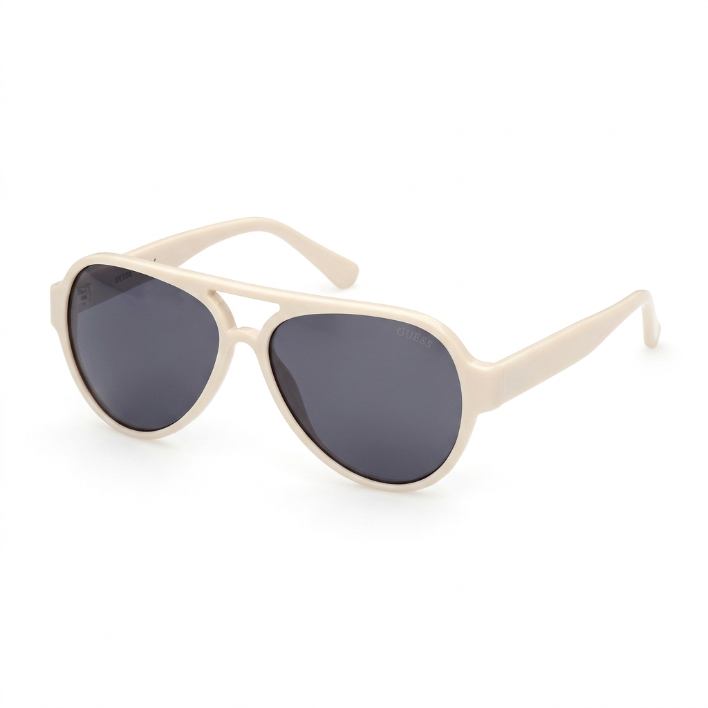 Guess cream white aviator sunglasses with dark lenses – wholesale