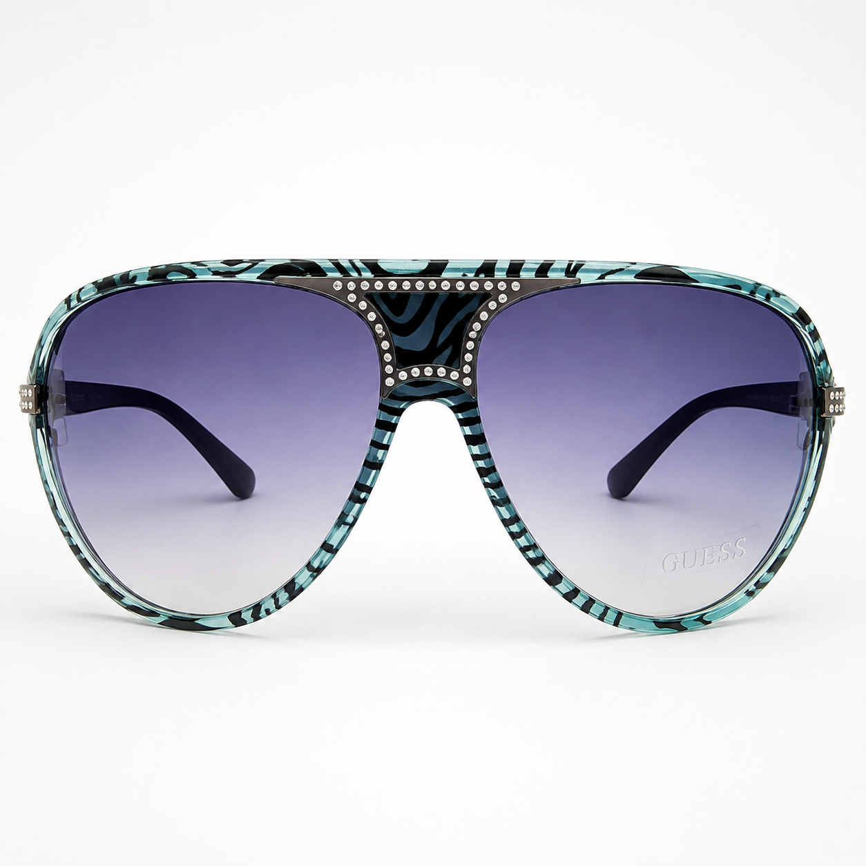 Guess GU7014-TQZB-35 Sunglasses – Turquoise Zebra / Crystal G / Smoke Gradient – Wholesale