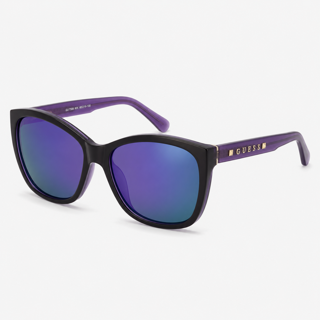 Guess GU7308 90X Sunglasses – Black Crystal Studs / Blue Teal Mirror – Wholesale_4