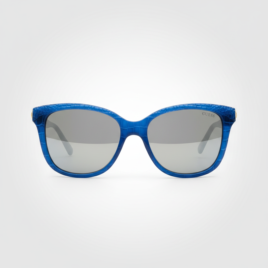 Guess gu7401 87c sunglasses – cobalt blue croc / silver mirror – wholesale