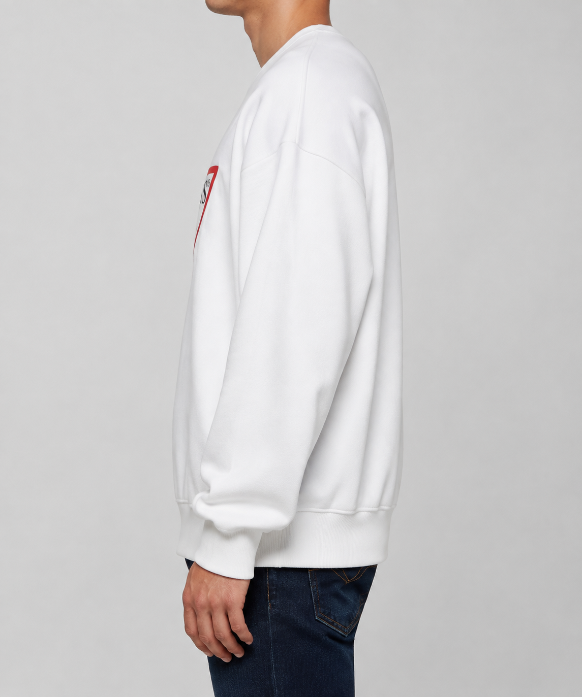 Guess Men's Classic Triangle Logo Sweatshirt White – Wholesale_4