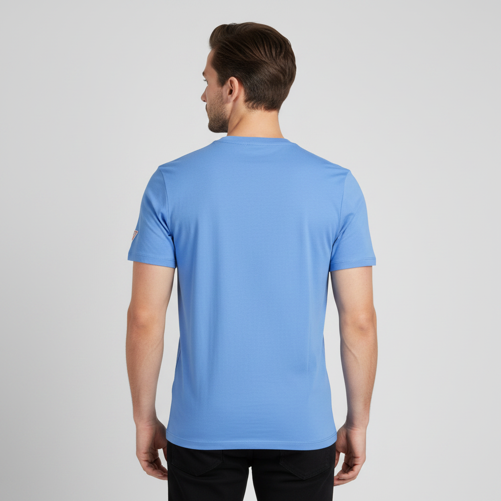 Guess Men's Short-Sleeved Jersey T-Shirt Light Blue Crew Neck – Wholesale_4