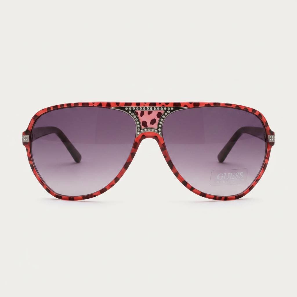 Guess Women GU 7015 Aviator Sunglasses, Red Leopard – Wholesale