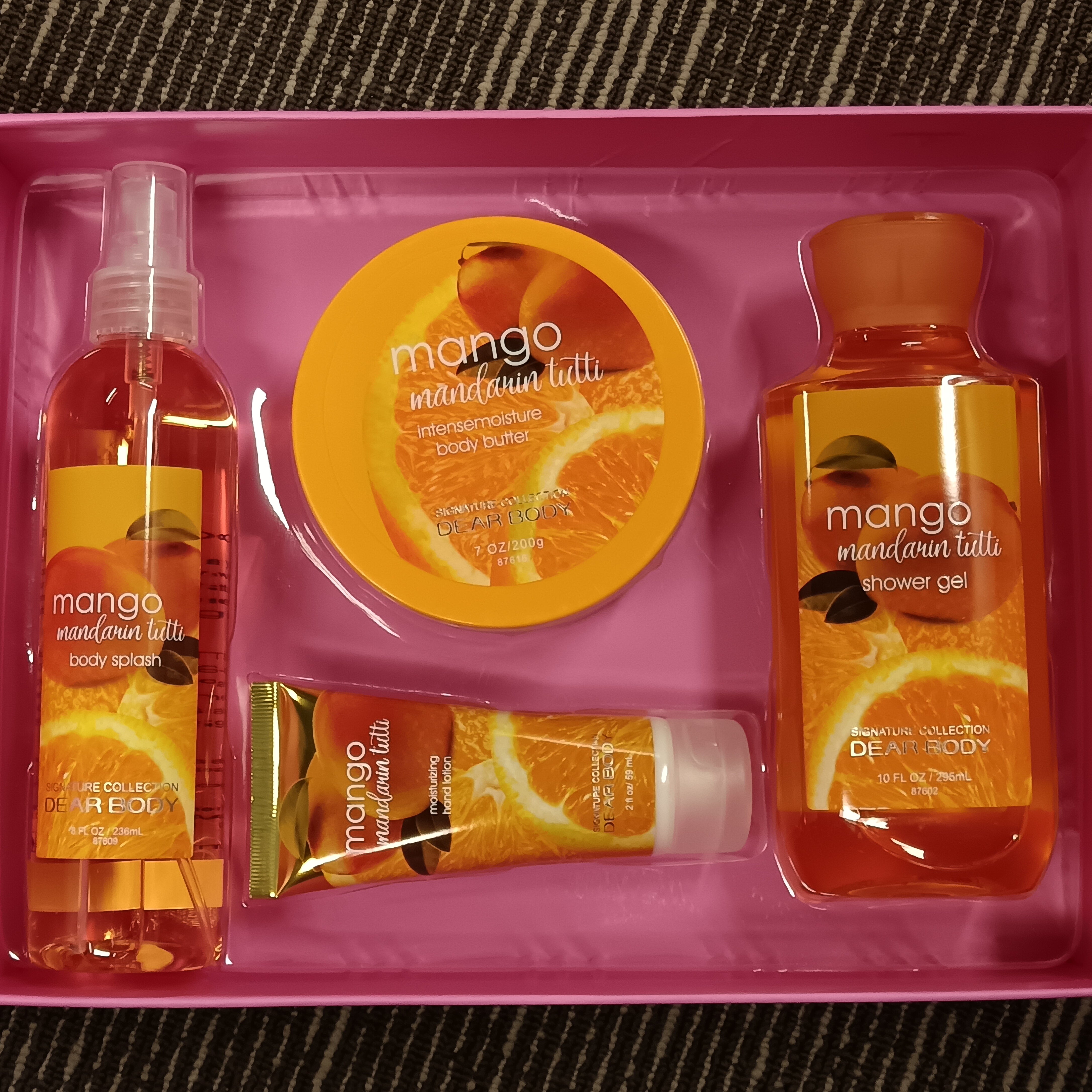 Dear Body Mango Mandarin Tutti set of 4 (Body Splash 236ML + Shower Gel 295 + Body Butter 200g + Hand Lotion 59ml),TD87690 – Wholesale